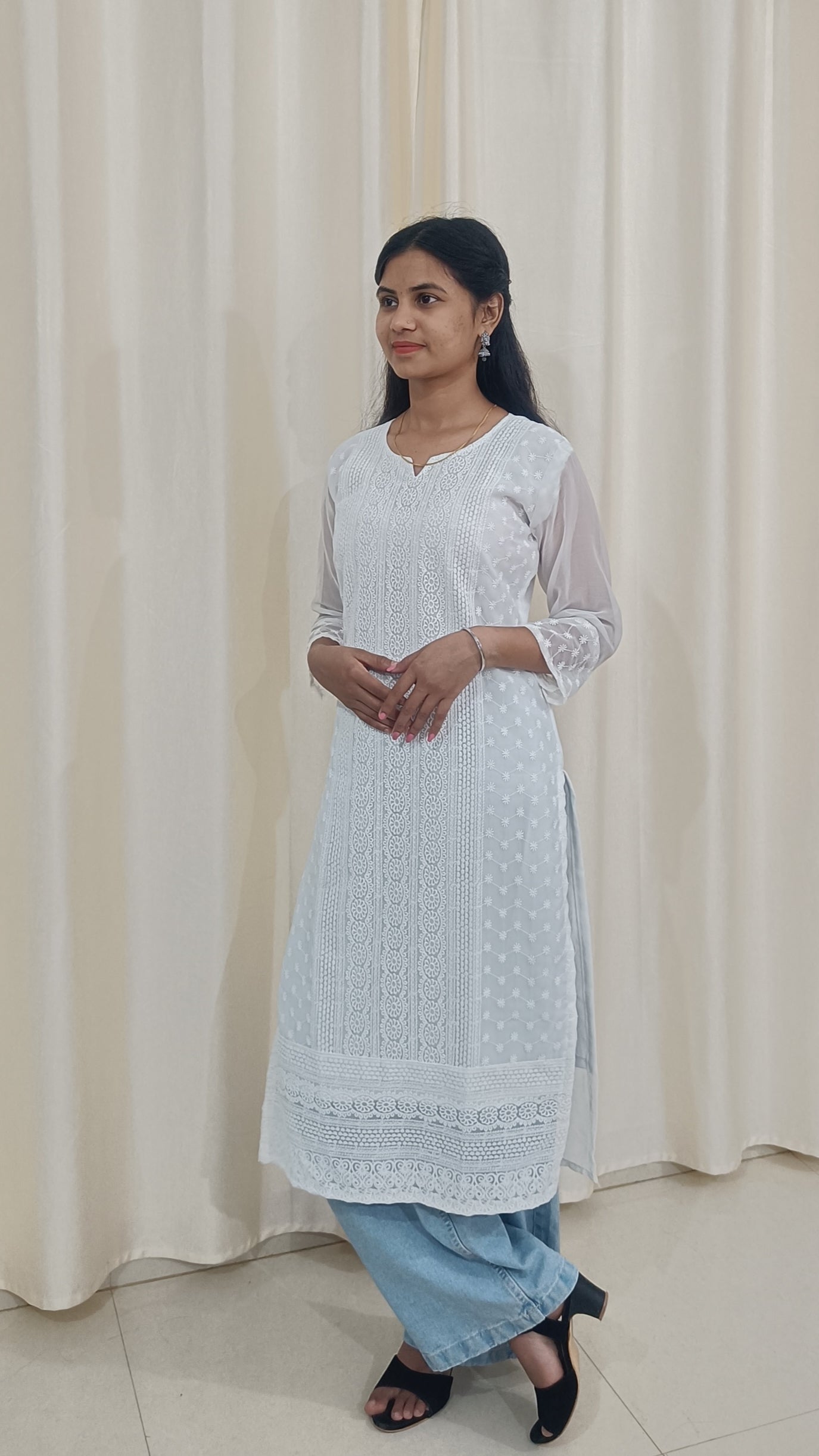 White Chikankari Kurti