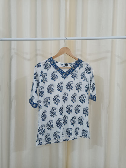 Floral Print Rayon Short Kurti