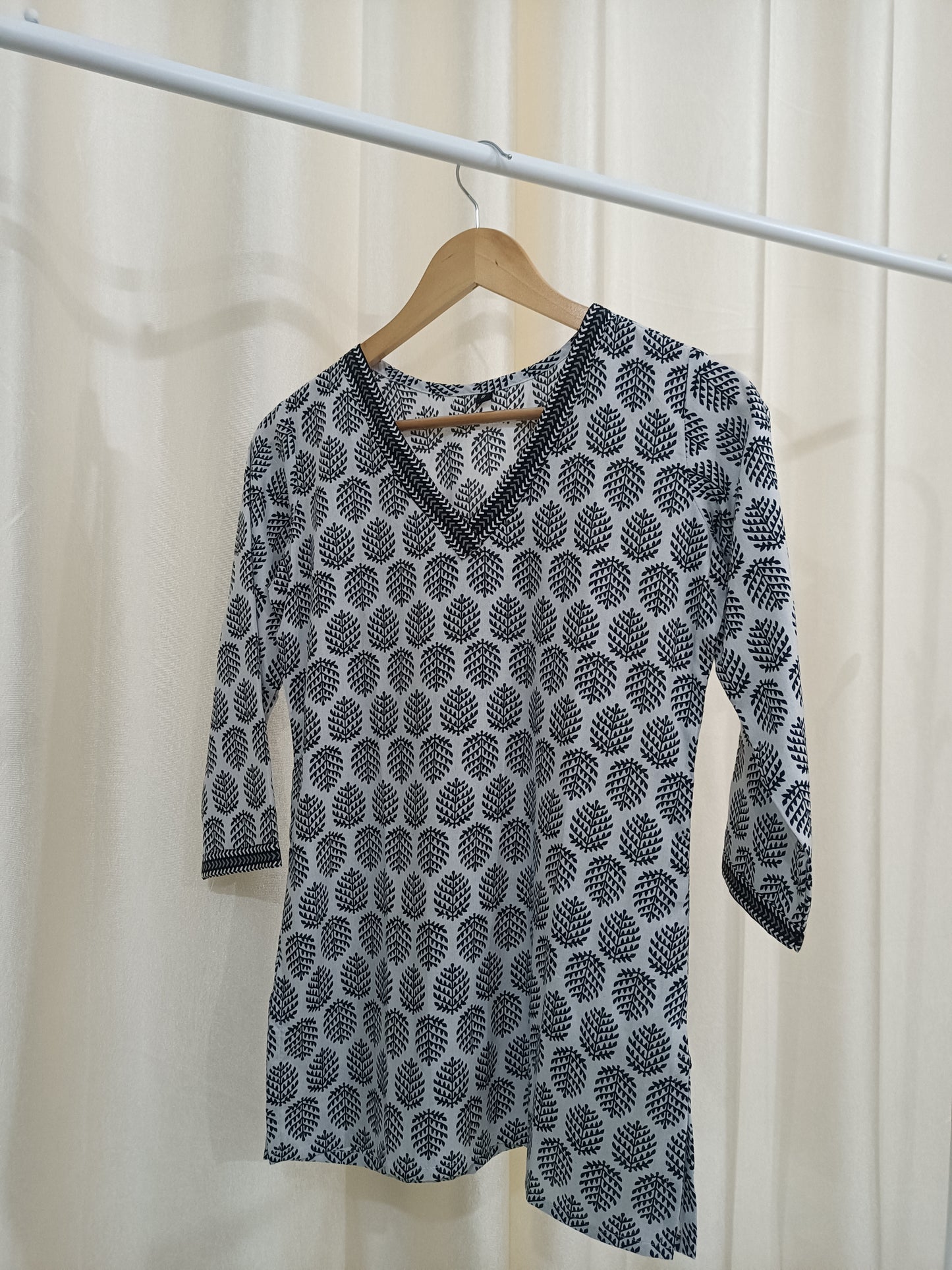Black Leaf Short Kurti
