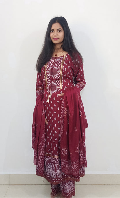 Maroon Kurta Set