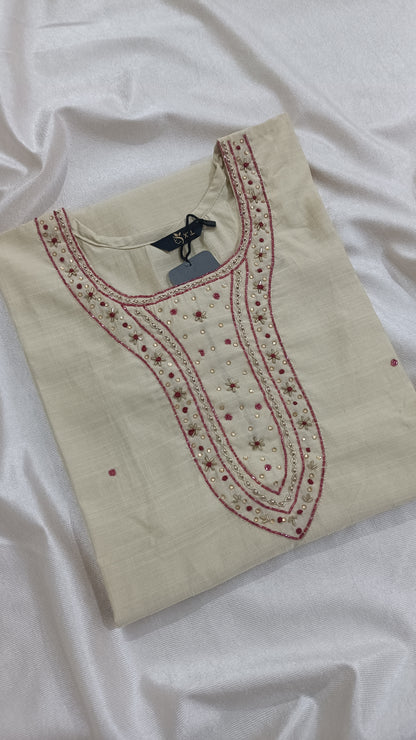 NYRA Cream Kurta with trouser and dupatta