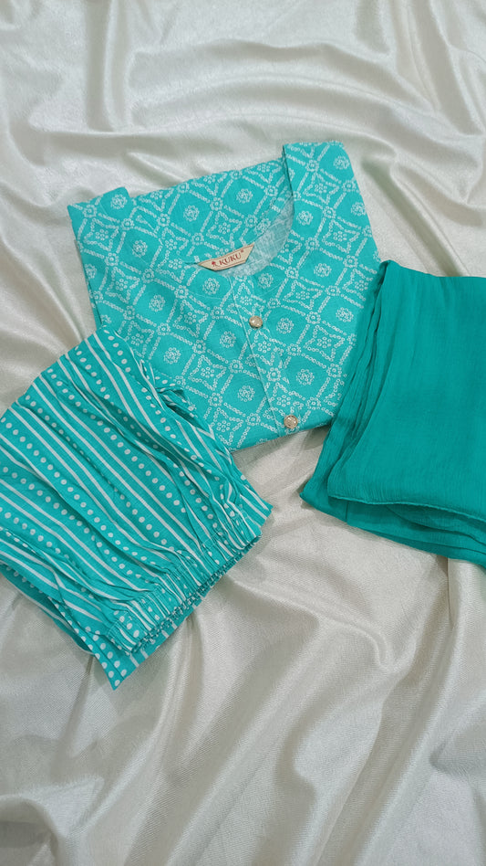 NYRA Green Kurta With Trousers & Dupatta