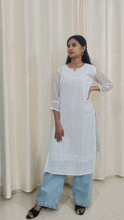 White Chikankari Kurti