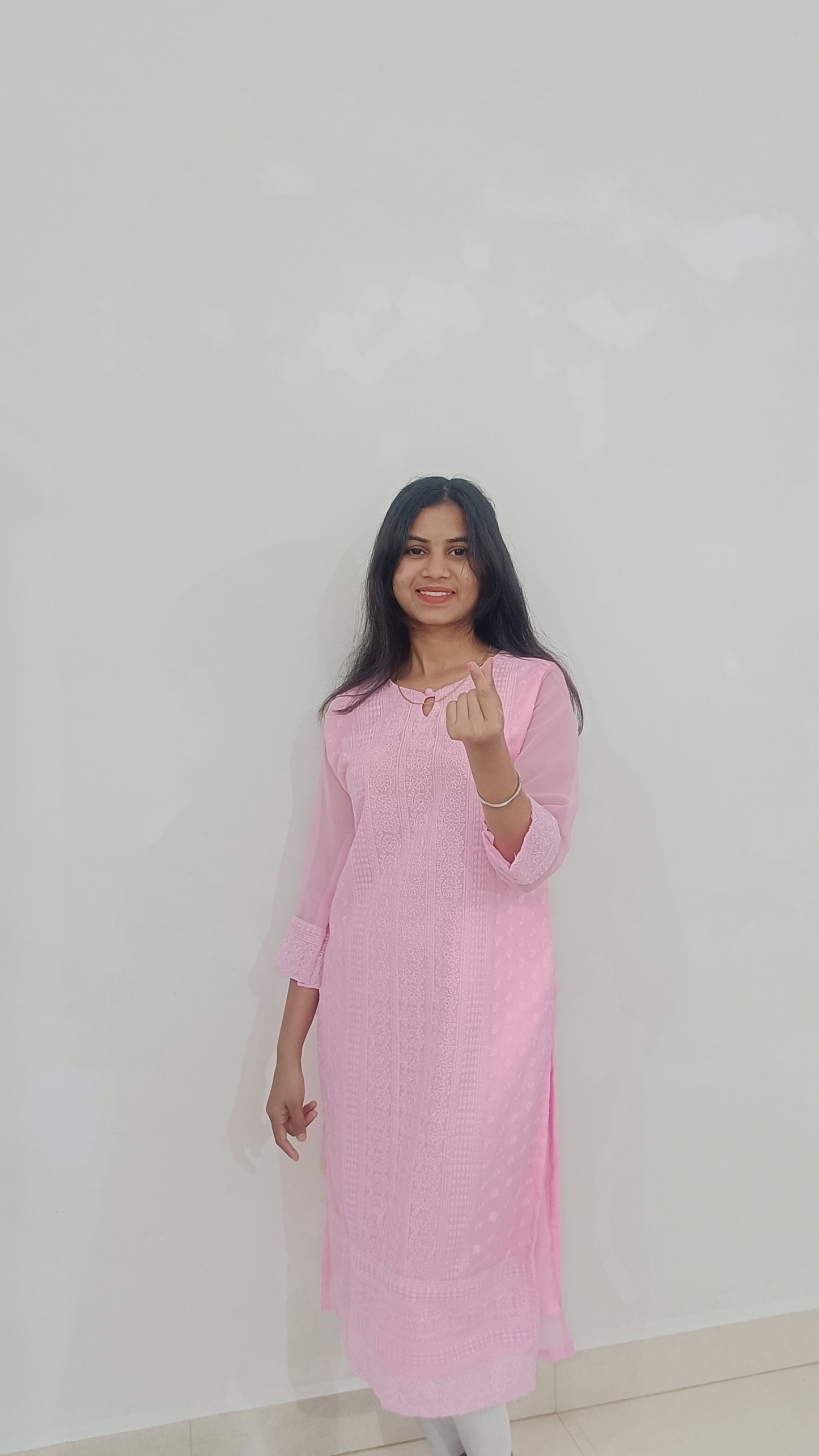 Pink Chikankari Kurti