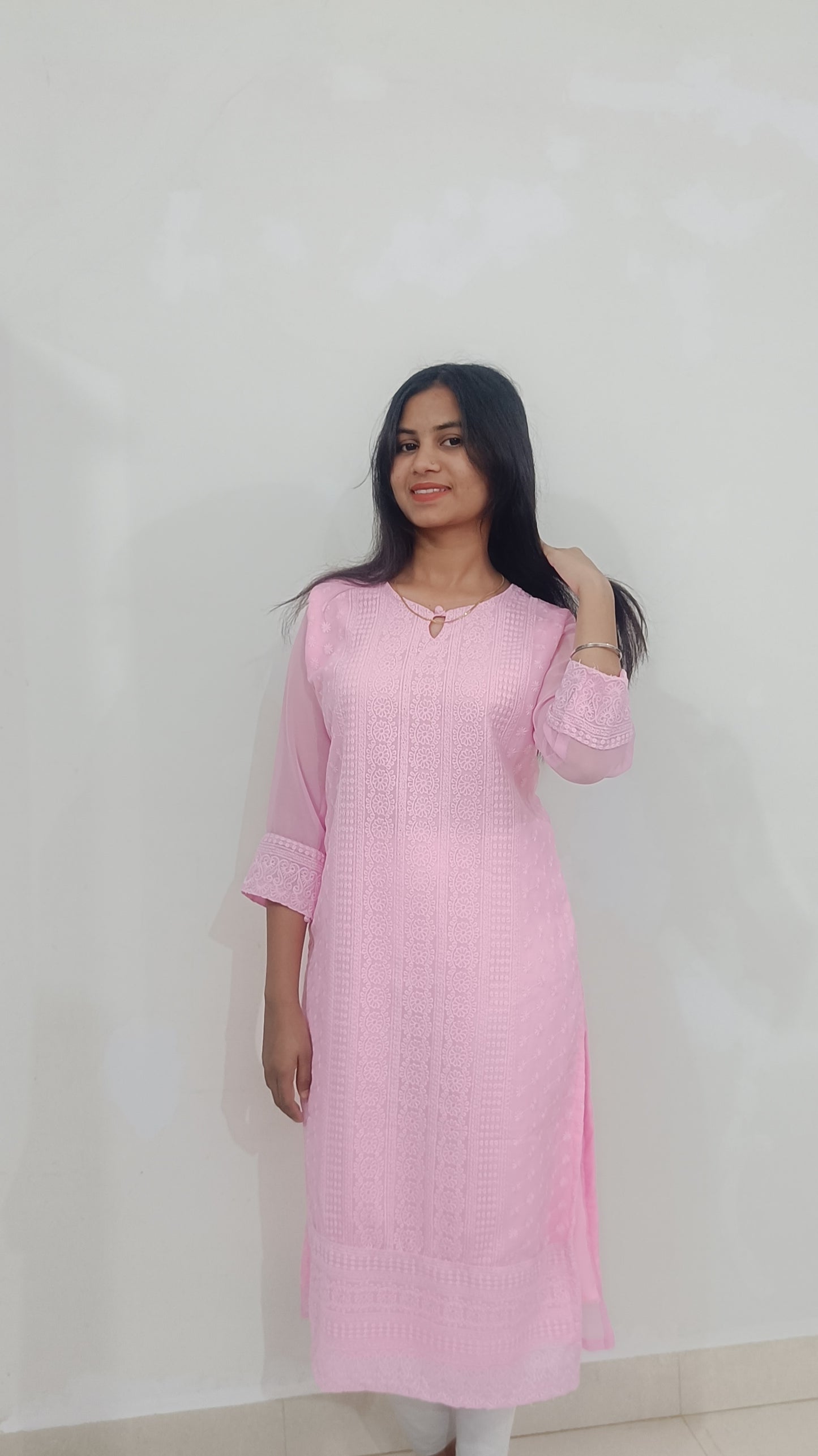 Pink Chikankari Kurti